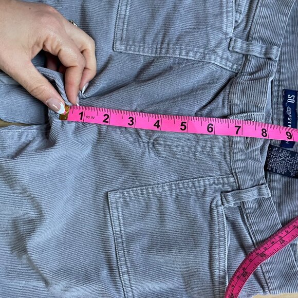 VTG Y2K So GSJC Stretch Gray Corduroy Flares | Indie Sleaze Low Rise 2000s Pants - Picture 7 of 11